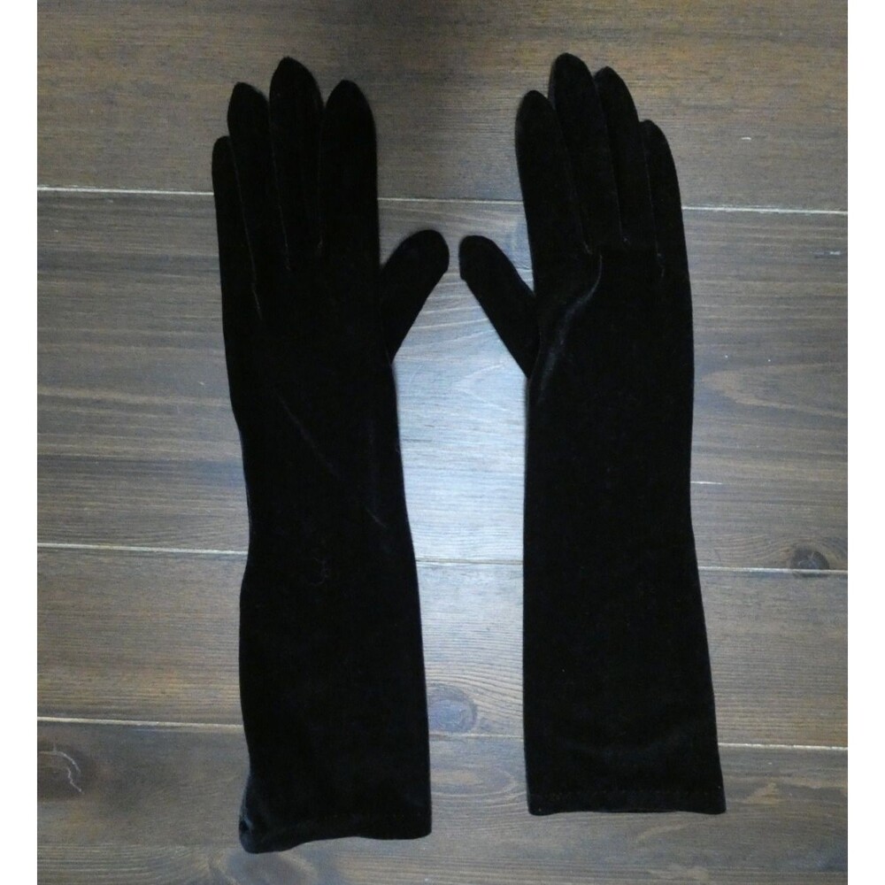 Fownes Women's One Size Black Velvet Long Gloves Elbow Stretch Soft